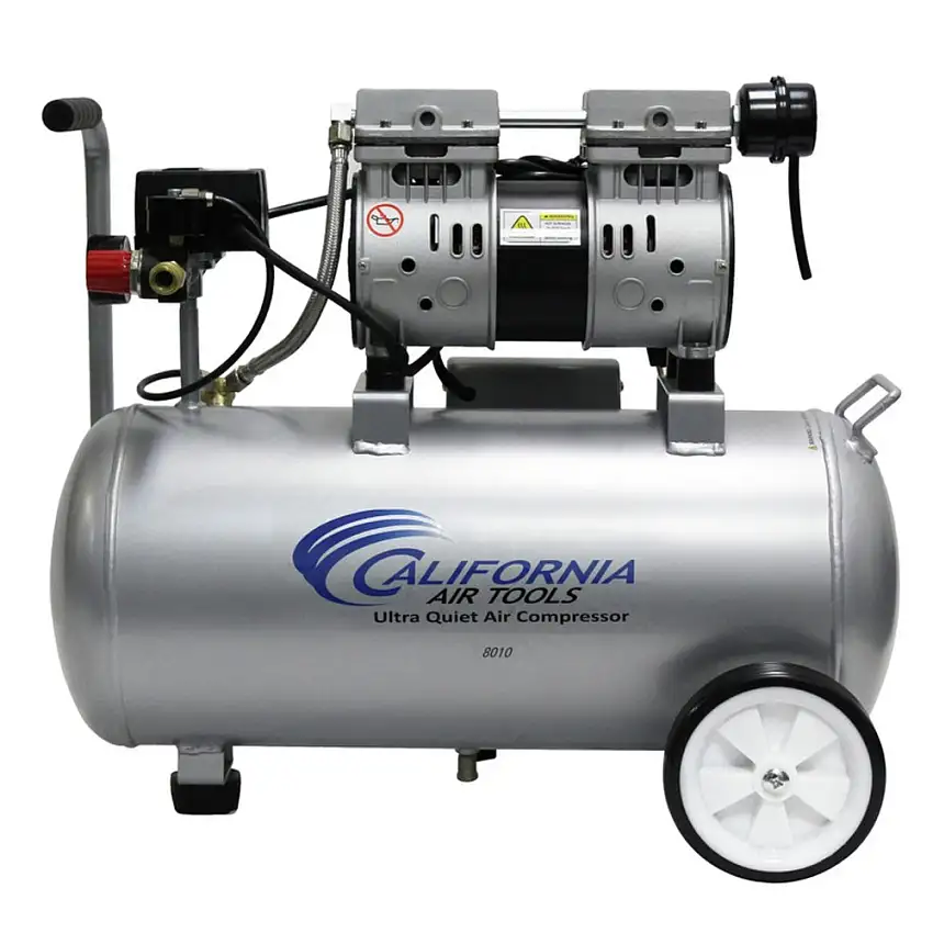 California Air Tools 8010 1 HP 8 Gallon Ultra Quiet and Oil-Free Steel Tank Wheelbarrow Air Compressor - CAT-8010
