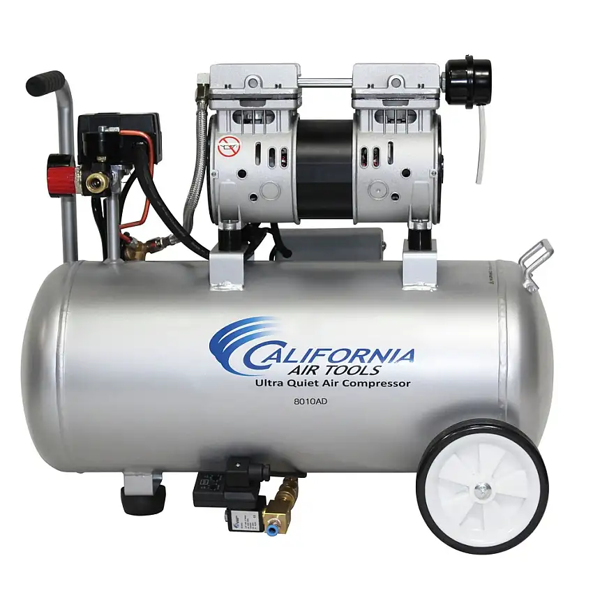 California Air Tools 1 HP 8-Gal. Ultra-Quiet and Oil-Free Steel Tank Air Compressor with Auto Drain Valve - CAT-8010AD