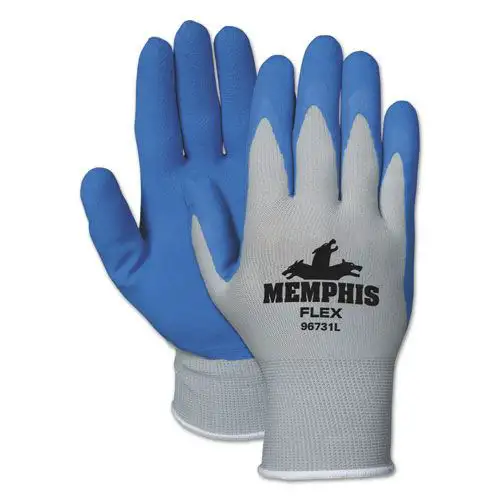 MCR Safety Memphis Flex Seamless Nylon Knit Gloves - Large, Blue/Gray (1-Dozen) - 96731L