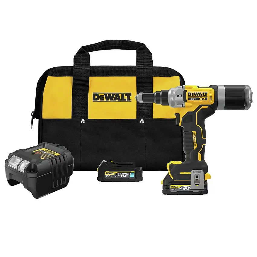 Dewalt 20V MAX XR Lithium-Ion Brushless 1/4 in. Cordless Rivet Tool Kit with POWERSTACK (1.7 Ah) - DCF414GE2