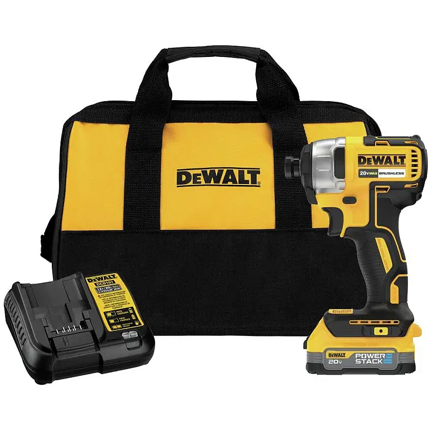 Dewalt 20V MAX Brushless Lithium-Ion 1/4 in. Cordless Impact Driver Kit with POWERSTACK Compact Battery (1.7 Ah) - DCF787E1