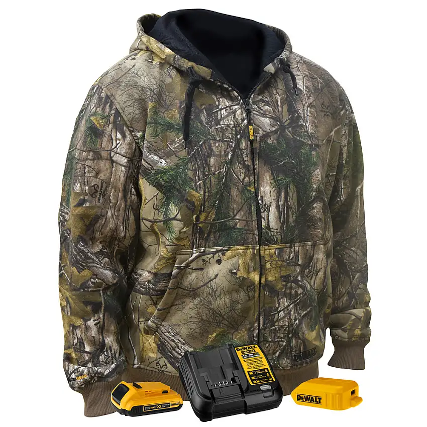 Dewalt 20V MAX REALTREE XTRA Lithium-Ion Heated Hoodie Sweatshirt Kit - Large, Camouflage (2 Ah) - DCHJ074D1-L