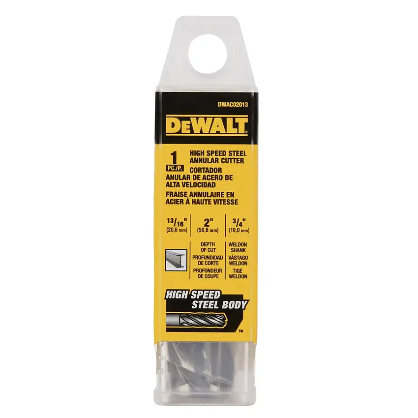Dewalt 13/16 in. x 2 in. High Speed Steel Annular Cutter 3/4 in. Weldon - DWAC02013