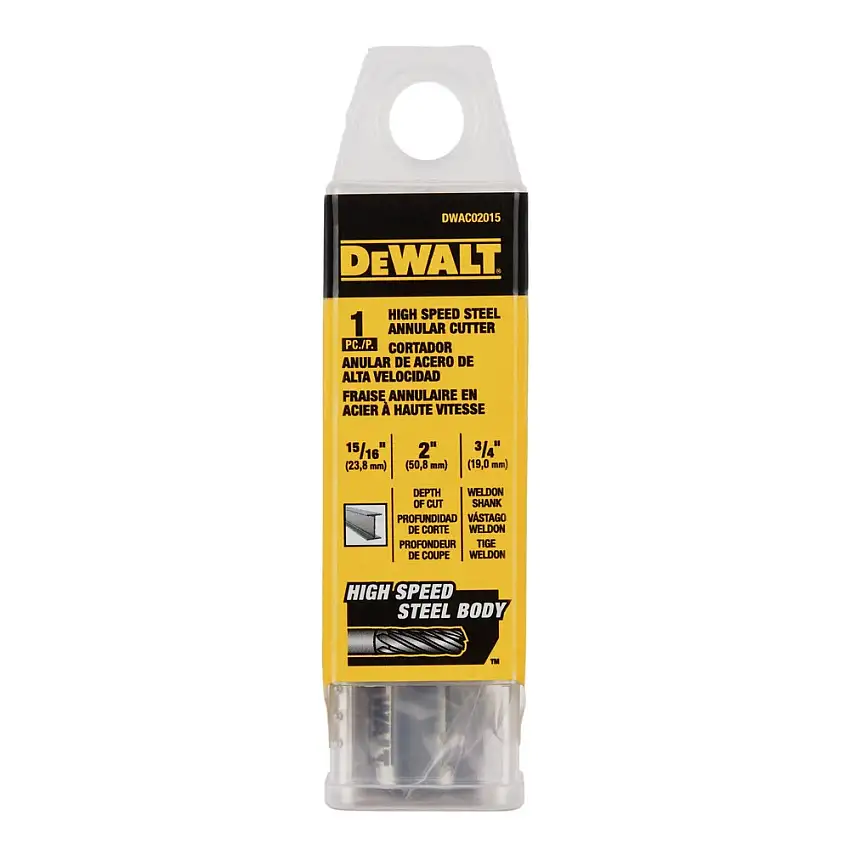 Dewalt 15/16 in. x 2 in. High Speed Steel Annular Cutter 3/4 in. Weldon - DWAC02015
