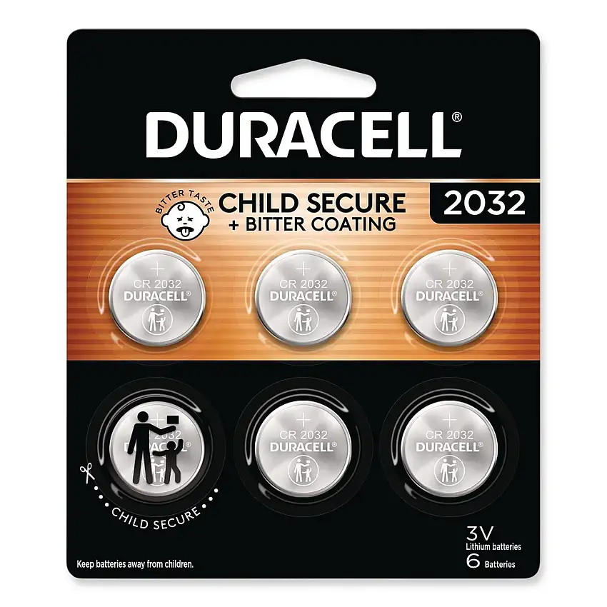 Duracell 2032 Lithium Coin Batteries With Bitterant (6/Pack) - DL2032B6PK