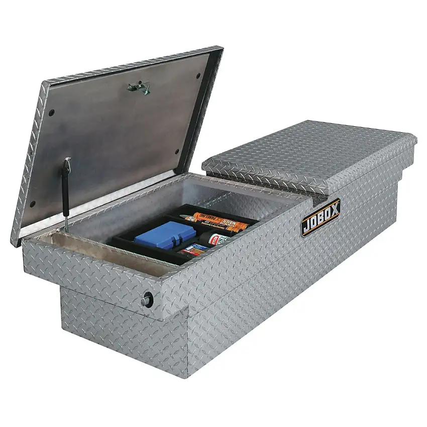JOBOX Aluminum Rear-Hinged Dual Lid Full-size Crossover Truck Box - Bright - PAC1598000