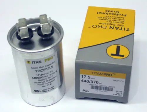 Run Capacitor 17.5 uf mfd 440 Volts Round Titan Pro TRCF17.5