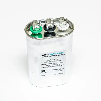 Supco Capacitor Oval Dual Run 35 + 7.5 uf 370/440 Volts for HVAC Motors Compressors LCD35+7.5X440 Linebacker