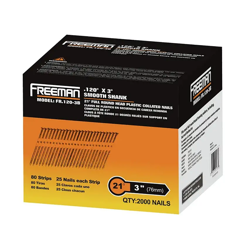 Freeman 3 in. Plastic Collated Electro Galvanzied Ring Shank Framing Nails - FR.120-3B