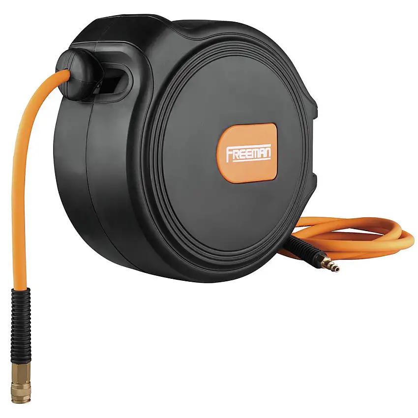Freeman 65 ft. Compact Retractable Air Hose Reel with 1/4 in. Hybrid Air hose and 180-Degrees Swivel Wall Mount - P1465CHR