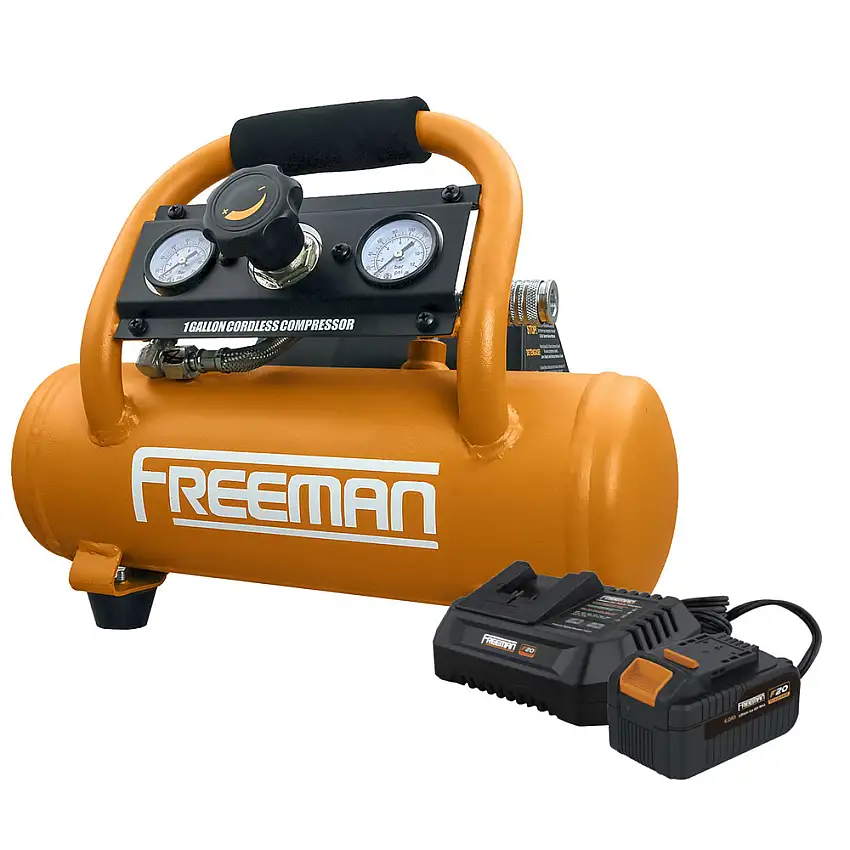 Freeman 20V MAX 1/3 HP 1 Gallon Oil-Free Portable Hot Dog Air Compressor Kit (4 Ah) - PE20V1GCK