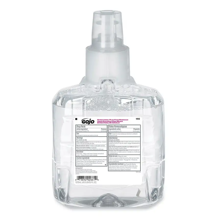 GOJO Industries 1912-02 1200 ml Antibacterial Foam Handwash Refill for LTX-12 Dispenser - Plum Scent