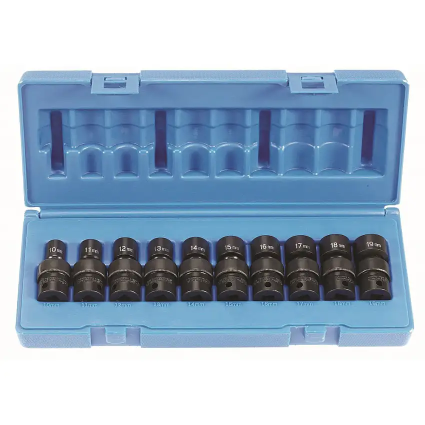 Grey Pneumatic 10-Piece 3/8 in. Drive Semi-Deep Metric Universal Socket Set - 1210UMSD