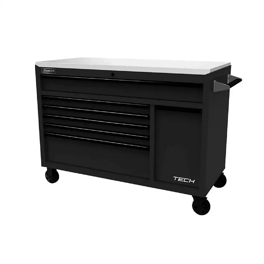 Homak TECH 54 in. 7-Drawer Rolling Workstation - Black - BK04054070