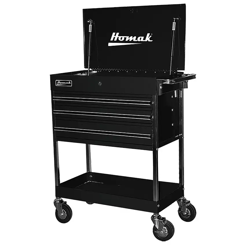 Homak 3-Drawer 34 in. Professional Service Cart - Black - BK05500200