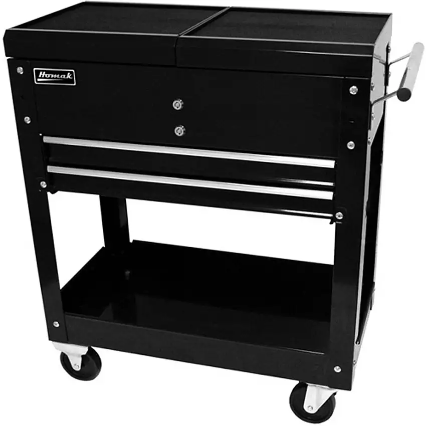 Homak 2-Drawer 27 in. Professional Slide Top Service Cart - Black - BK06022704