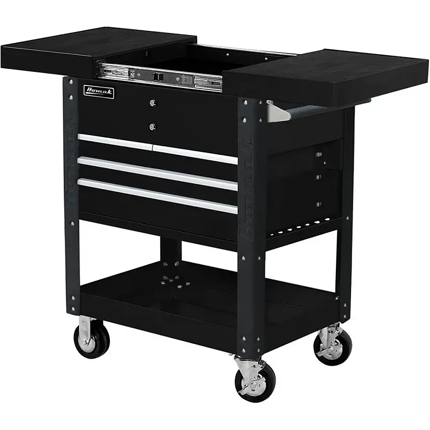 Homak 35 in. 4 Drawer Slide Top Cart - Black - BK06043500