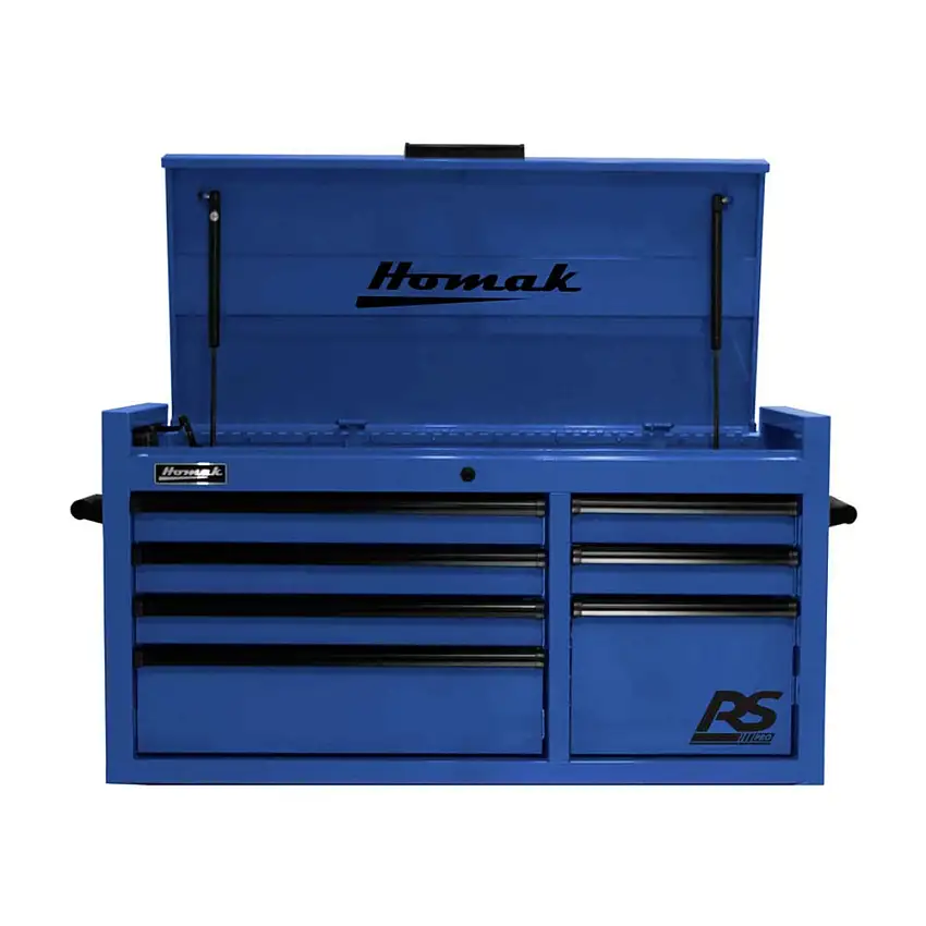 Homak RS PRO 41 in. 7 Drawer Top Chest With Outlet - Blue - BL02004173