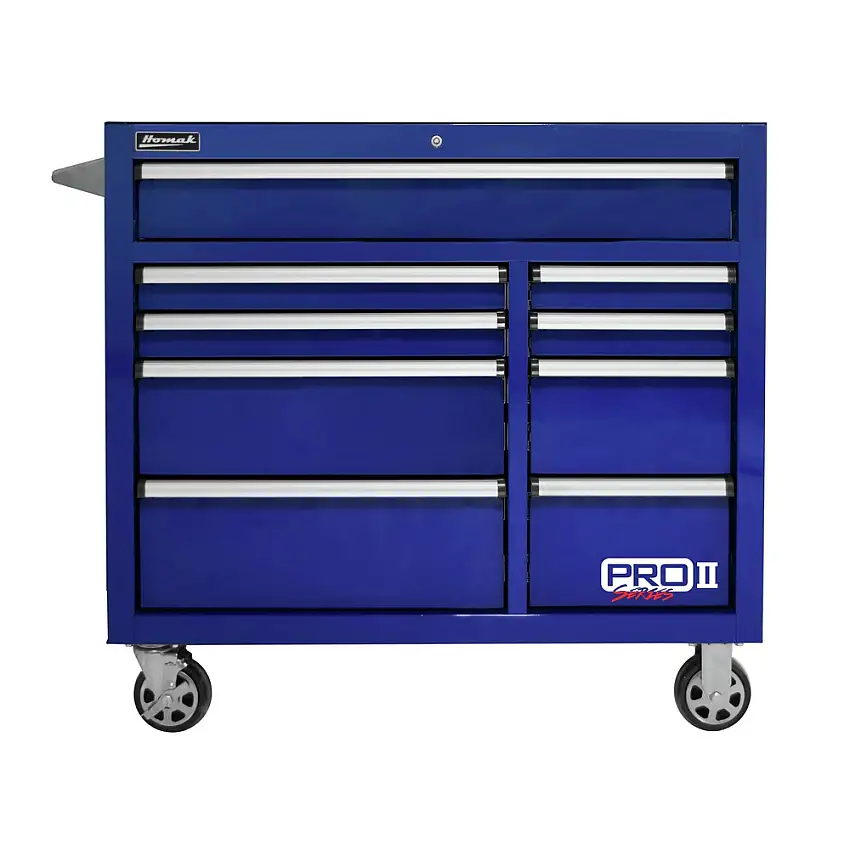 Homak 41 in. Pro 2 9-Drawer Roller Cabinet - Blue - BL04041092