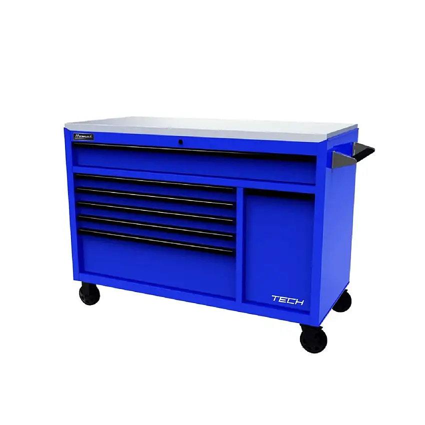 Homak TECH 54 in. 7-Drawer Rolling Workstation - Blue - BL04054070