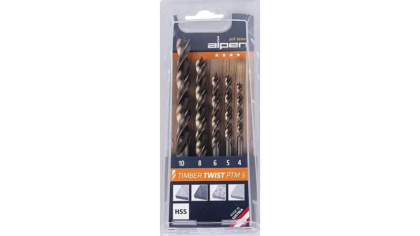 Alpen Timber Twist HSS wood drill bit set-5 pcs.