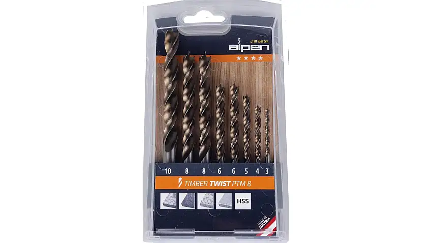 Alpen Timber Twist HSS wood drill bit set-8 pcs.