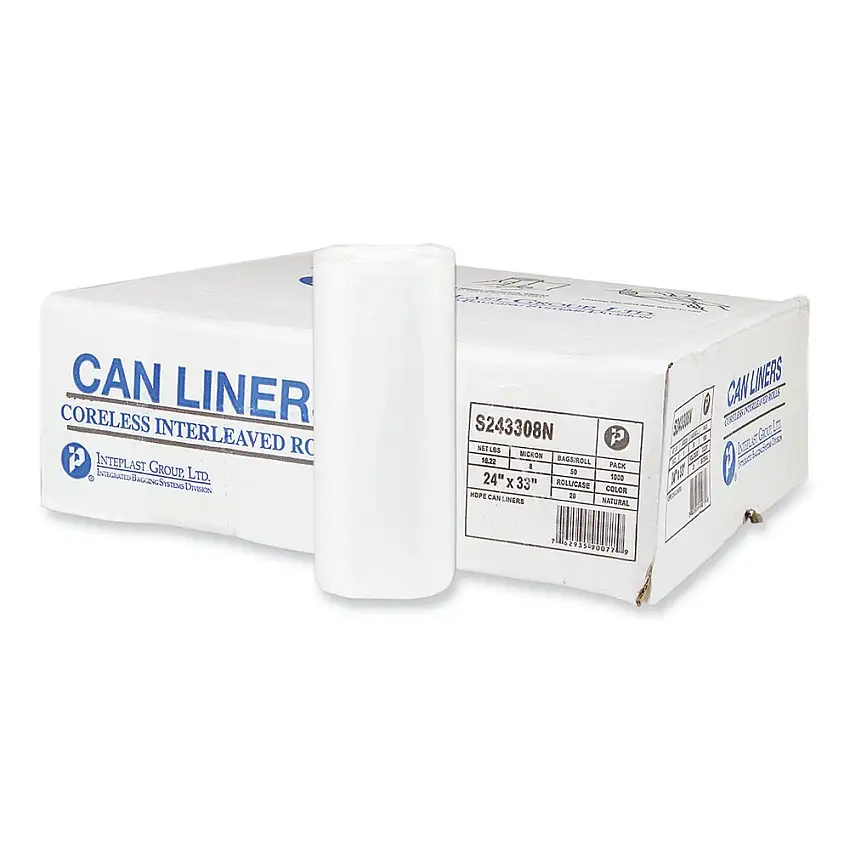 Inteplast Group S243308N High-Density 16-gal. 8 Microns 24 in. x 33 in. Commercial Can Liners - Natural (1000/Carton)