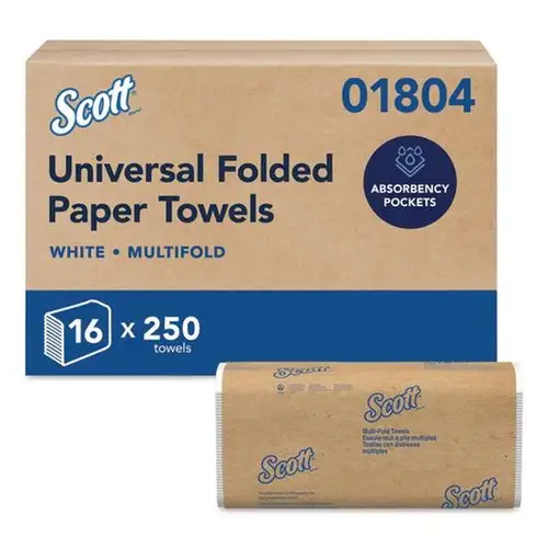Scott 01804 9.2 in. x 9.4 in. 1-Ply Essential Multi-Fold Towels - White (4000/Carton)