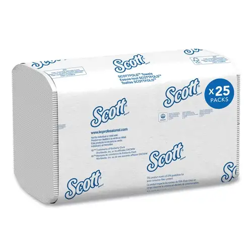 Scott 01980 9.4 in. x 12.4 in. 1-Ply Pro Scottfold Towels - White (25 Packs/Carton)