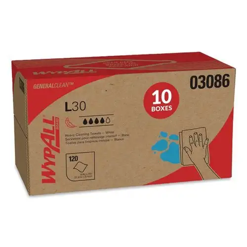 WypAll 10 in. x 9.8 in. POP-UP Box L30 Towels - White (1200/Carton)
