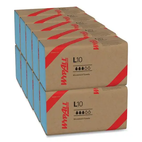WypAll L10 9.1 in. x 10.25 in. Windshield Towels - Light Blue (224/Pack, 10 Packs/Carton)