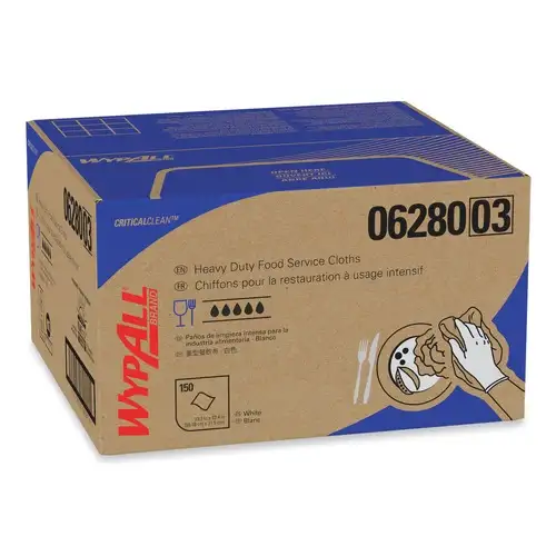 WypAll X80 12 in. x 23.4 in. Kimfresh Antimicrobial Hydroknit Foodservice Towel - Unscented, White/Blue Stripe (150/Carton)