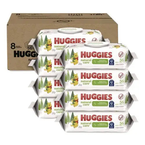 Huggies Natural Care 3.88 in. x 6.6 in. 1-Ply Sensitive Baby Wipes - Unscented White (8/Carton)
