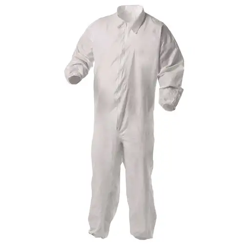 Ansell KGA35 Liquid and Particle Protection Elastic Wrist and Ankles Coveralls - Large/White (25/Carton)