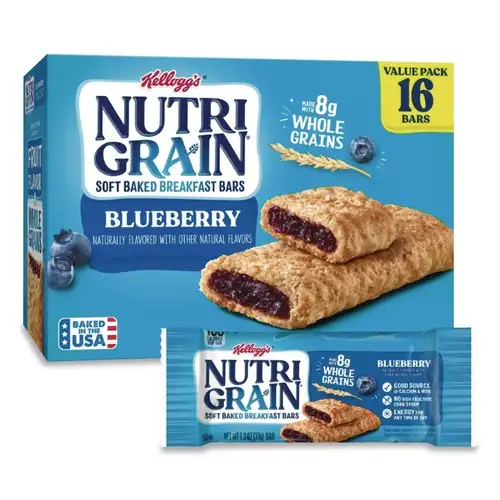 Kellogg's 1.3 oz. Bar Nutri-Grain Soft Baked Breakfast Bars - Blueberry (16/Box)