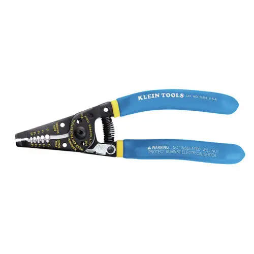 Klein Tools 7.4 in. Solid and Stranded Copper Wire Stripper and Cutter - Blue/Yellow