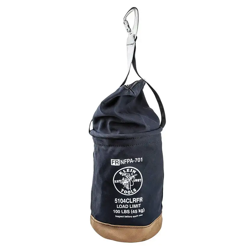 Klein Tools 12 in. Flame-Resistant Top Closing Canvas Bucket - Black - 5104CLRFR