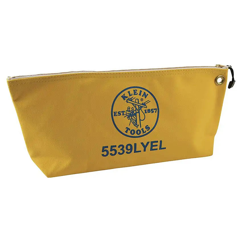 Klein Tools 18 in. x 3.5 in. x 8 in. Canvas Zipper Consumables Tool Pouch - Large, Yellow - 5539LYEL