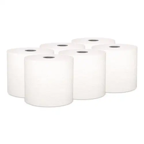 Kleenex 25639 7.5 in. x 700 ft. 1-Ply Hard Roll Paper Towels with Premium Absorbency Pockets - White/Gray Core (6-Rolls/Carton)