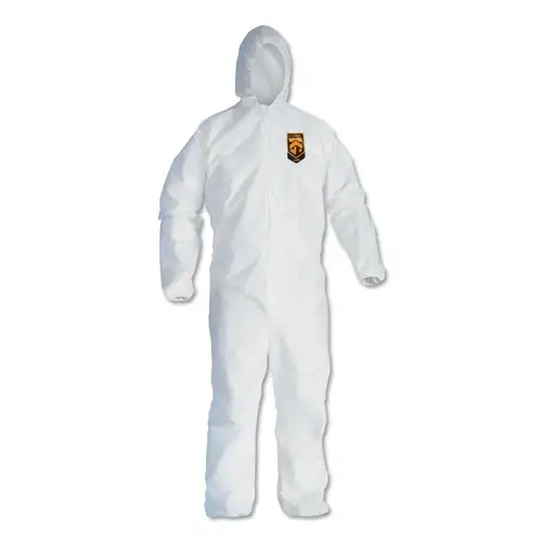 Ansell A40 Elastic-Cuff and Ankles Hooded Coveralls - Large, White (25/Carton)
