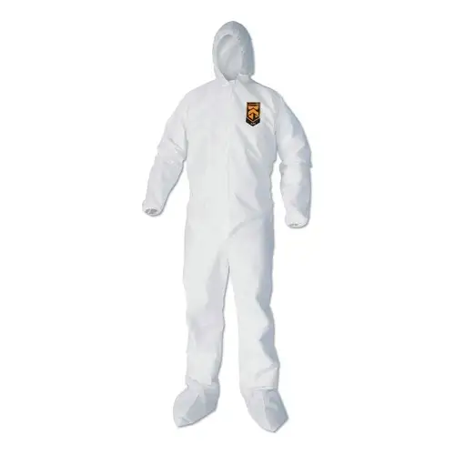 Ansell A40 Elastic-Cuff Ankle Hood and Boot Coveralls - 3X-Large White (25/Carton)