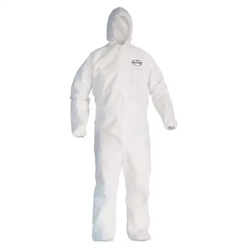 Ansell A30 Elastic-Back and Cuff Hooded Coveralls - Large, White (25/Carton)