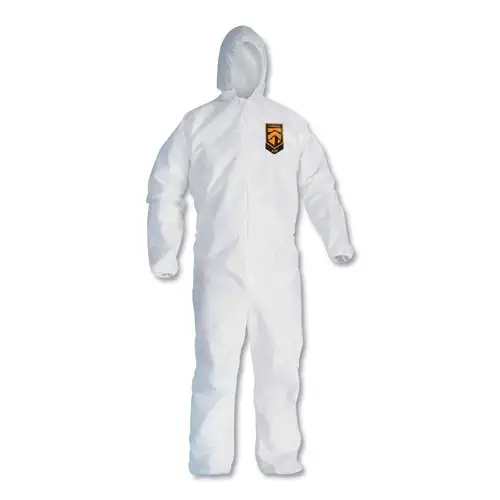Ansell A30 Elastic-Back and Cuff Hooded Coveralls - Double Extra Large, White (25/Carton)