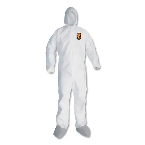 Ansell A45 Liquid and Particle Protection Surface Prep/Paint Coveralls - Large, White (25/Carton)
