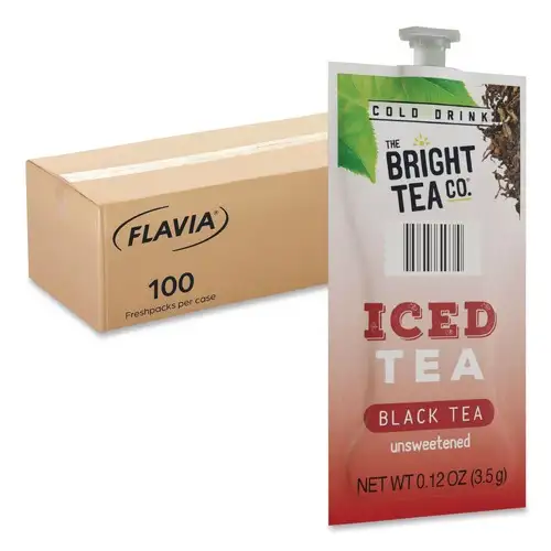 FLAVIA The Bright Tea Co. Tea Freshpack - Unsweetened Iced Black (100/Carton)