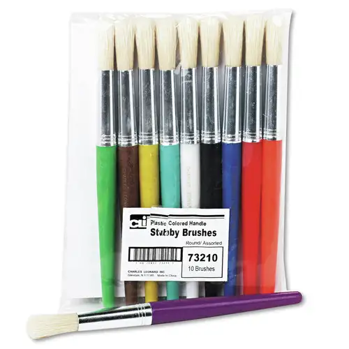 Charles Leonard Round Profile Natural Bristle Stubby Brush Set (10/Set)