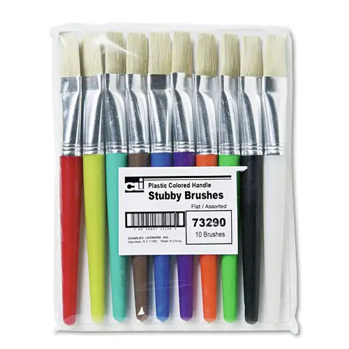 Charles Leonard Flat Profile Natural Bristle Stubby Brush Set (10/Set)