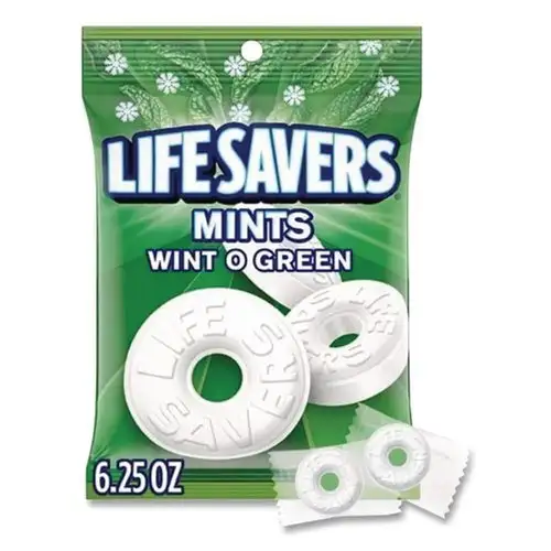 LifeSavers NFG885041 6.25 oz. Bag Individually Wrapped Hard Candy Mints - Wint-O-Green