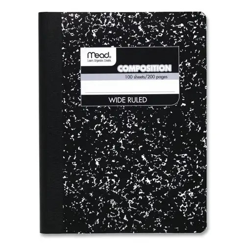 Mead 9.75 in. x 7.5 in. Sheets Wide/Legal Rule Composition Book - Black Cover
