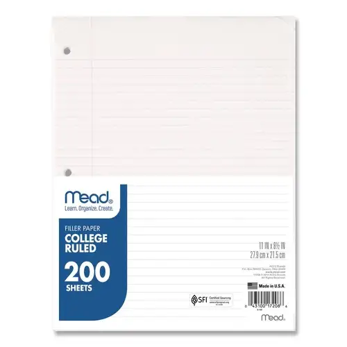 Mead 8 in. x 11 in. College Rule 3-Hole Filler Paper (200/Pack)